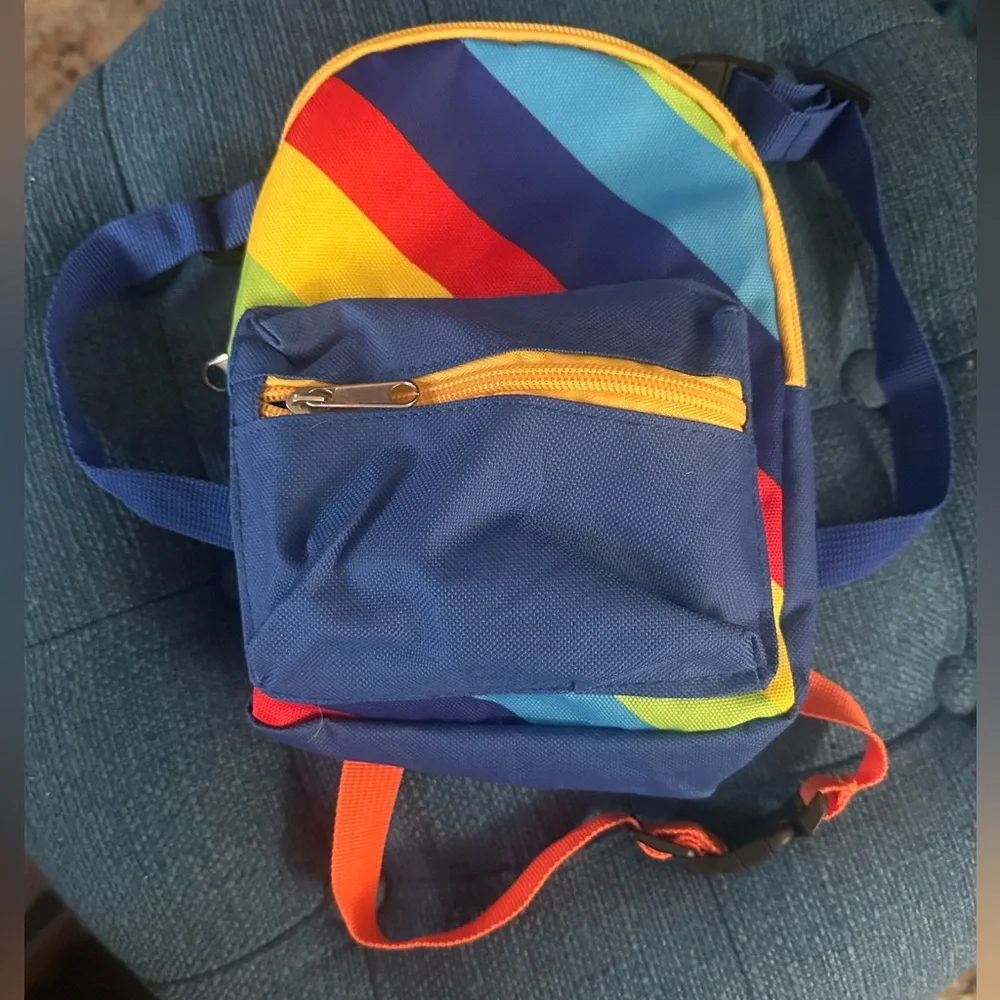 🌈 Cute Rainbow Striped Doggy Backpack. Best for Small Pups. 🎒